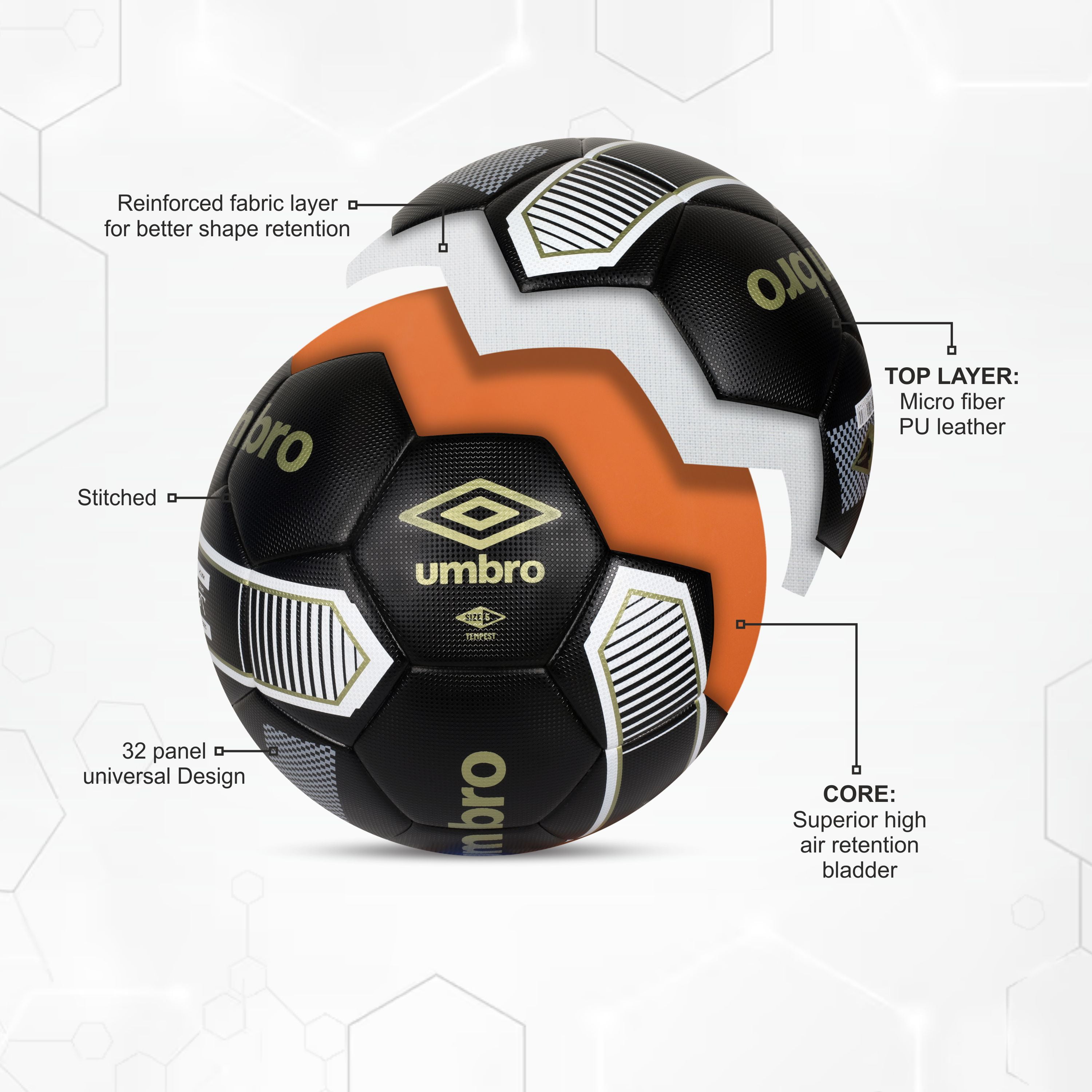 Umbro Tempest Soccer Ball Size 5 with Great Touch and Feel