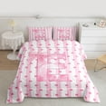 thumbnail image 2 of Homewish Kawaii Letter E Bedding Comforter Set for Kids, Princess Pink Bowknot Twin Comforter Sets, Cute Cartoon Ribbon Reversible Bedding Set, Breathable Home Decor, 2pcs, 2 of 8
