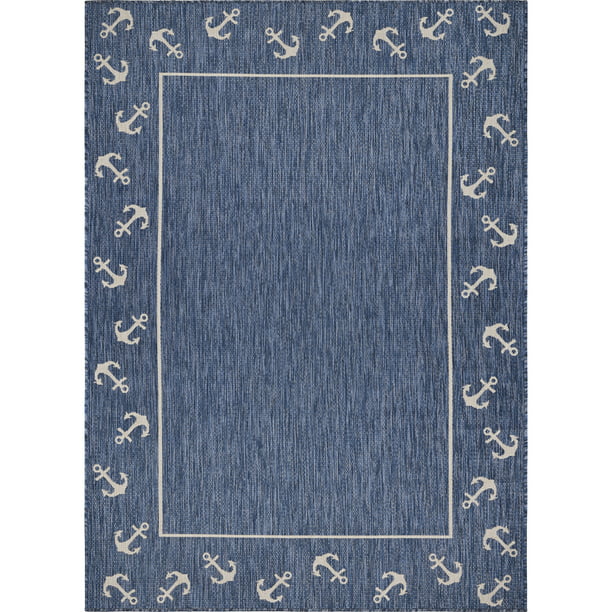 Lr Home Nautical Anchor Border Indoor, Nautical Style Area Rugs