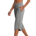 thumbnail image 2 of MLQIDK Pedal Pushers for Women Yoga Capri Pants Trendy Summer Knee Length Elastic Waist Cropped Pants Dressy Casual Capri Leggings with Pockets Light Gray XL, 2 of 7