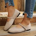 thumbnail image 5 of Ounisa Womens Flock Round Toe Shoes Adjustable Casual Solid Color Metal Buckle Strap Mary Jane Flat Shoes, 5 of 7