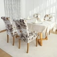 thumbnail image 6 of Chair Covers for Dining Chairs Set of 6,Beige Floral Stretch Dining Room Chair Cover Kitchen Parsons Chair Slipcovers (Pack of 6, Beige+Floral), 6 of 6