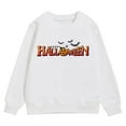 thumbnail image 1 of TIWEKE Chandail en Molleton Halloween pour Filles Confortable Automne Hiver Tenue Décontractée Imprimé Citrouille Hauts Confortables pour Enfants, 5-6 Ans, 1 of 5