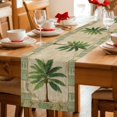 thumbnail image 5 of Summer Palm Tree Cotton Linen Rectangle Table Runners 13"x72", Vintage Green Brown Tropical Botanical Coffee Table Runner Dresser Scarves Luxury Table Runners for Wedding Party Banquet Dinner Decor, 5 of 8