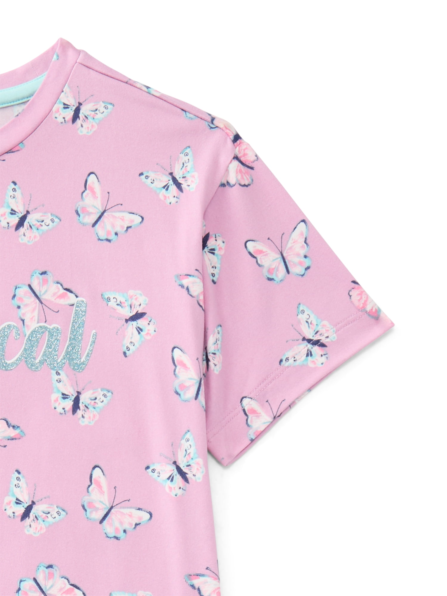 Sleepy Nites Girls' Print Jersey Nightshirt with Short Sleeves, Sizes XS-XL
