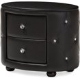 thumbnail image 4 of Glamour Style Oval 2-Drawer Faux Leather Upholstered Nightstand, Medium, Black, 4 of 6