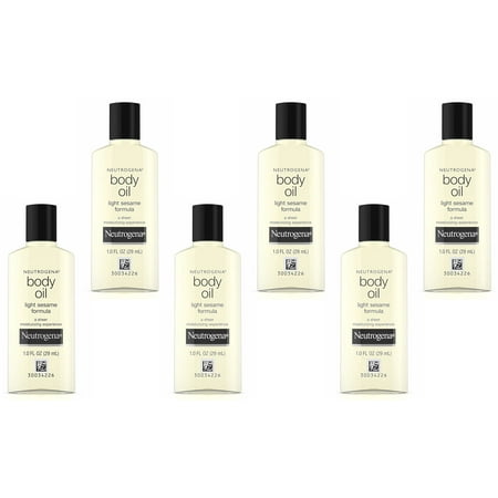 Neutrogena Body Oil with Light Sesame Formula, 1.0 oz (Pack of 6)
