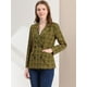 thumbnail image 2 of Chaqueta formal Allegra K para Mujer, Trabajo a Cuadros, solapa con Muesca, Doble Botonadura, Verde amarillo S, 2 of 7