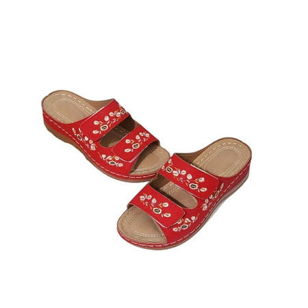 

UKAP Women s Open Toe Wedge Footbed Slide Sandals