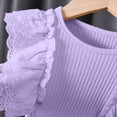 thumbnail image 5 of AHTJRT Girls Ruffle Short Sleeve T Shirts Eyelet Embroidered Casual Cute Summer Fitted Comfy Ribbed Knit Crewneck Tops Blouses Purple 7-8 Years, 5 of 6