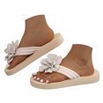 thumbnail image 3 of enyan Platform Flip Flops Women's Memory Foam Comfortable Flat Thong Sandals Dressy Summer Beach Leather Slide Flip Flops,White,Size 8, 3 of 7