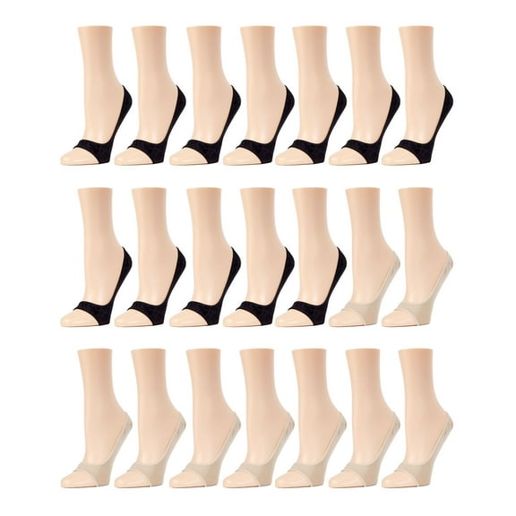 Memoi No-Show Micro Liner Open Toe 21 Pack - Womens - Female (One Size, Black/Nude)
