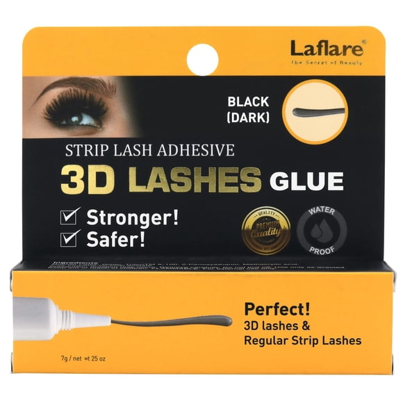 Laflare 3D Lashes Glue Strip Lash Adhesivo impermeable más fuerte pegamento para pestañas estilo tubo 0.25 oz (negro)
