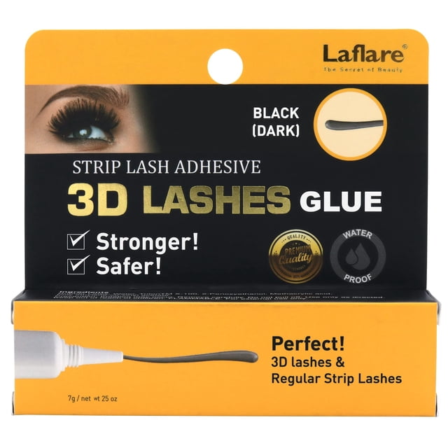 Laflare 3D Lashes Glue Strip Lash Adhesivo impermeable más fuerte pegamento para pestañas estilo tubo 0.25 oz (negro)