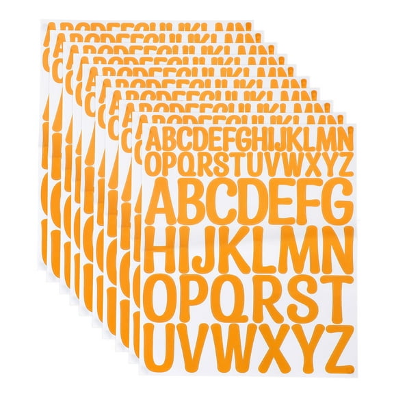 624 Pieces Vinyl Letter Stickers, 12 Sheets 2 Inch Orange Artistic Font Self-Adhesive Cute Alphabet Stickers