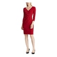 thumbnail image 3 of RALPH LAUREN Womens Red Long Sleeve Sheath Cocktail Dress Petites 12P, 3 of 8