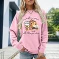 thumbnail image 2 of Arlun Pumpkin Spice and Everything Nice Womens Sweatshirts Fall Coffee Hoodless Pullovers Crewneck Long Sleeve Loose Fit Casual Tops for Thanksgiving Sweatshirts Gift Pink L, 2 of 4