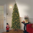 thumbnail image 2 of National Tree Company White Prelit LED Green Slim Christmas Tree, 7.5', 2 of 11
