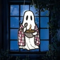 thumbnail image 2 of Acrylic Window Hanging, Spooky Ghost with Potted Plants Stained Glass Style – Charming Decor for Halloween or All Year Round, 2 of 2