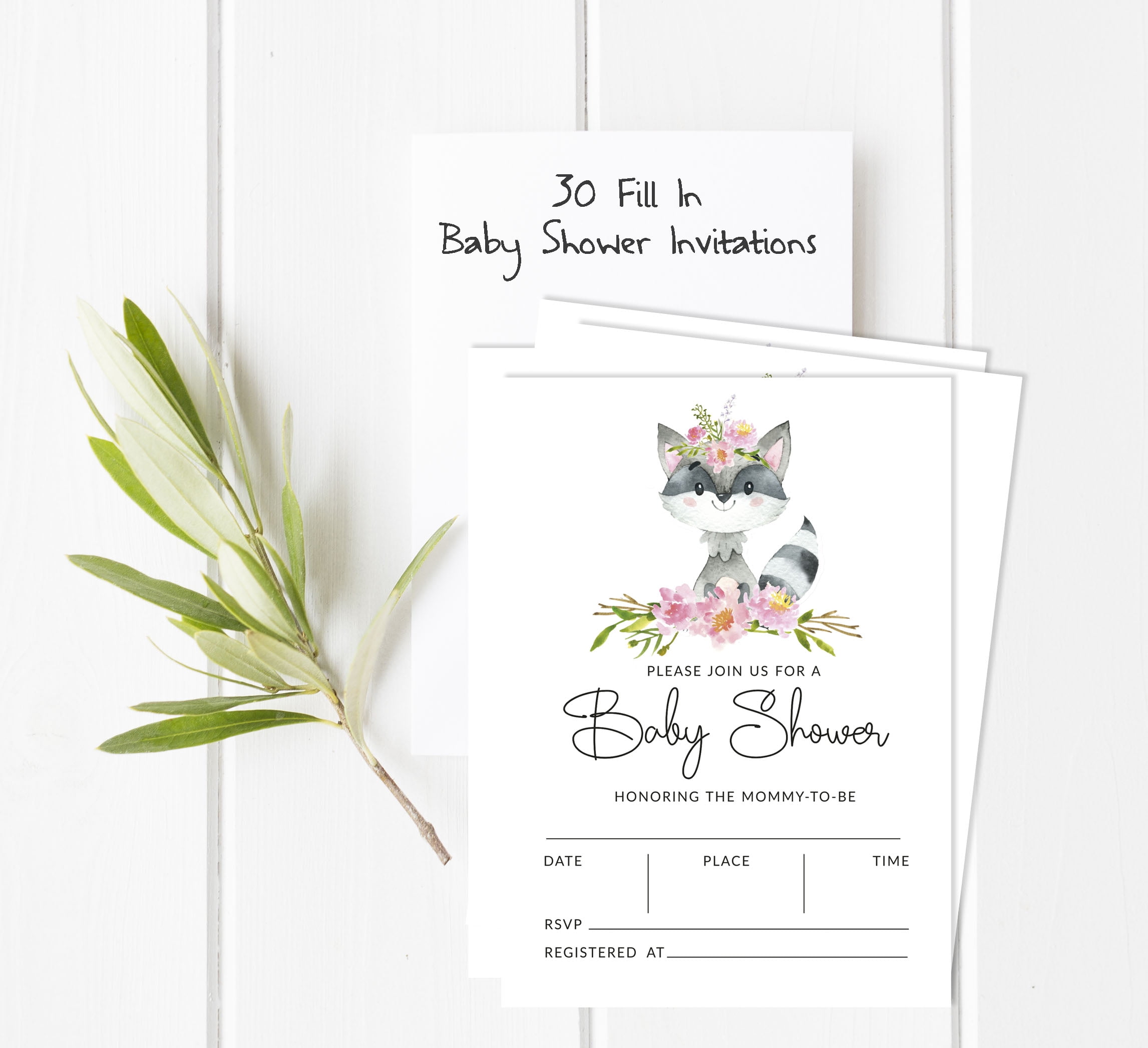 Inkdotpot Set Of 30Raccoon Jungle Animals Baby Shower Invitations-Diaper Raffle Tickets And Baby Shower Book Request Cards Gender Neutral Invites Its A Boy Its A Girl