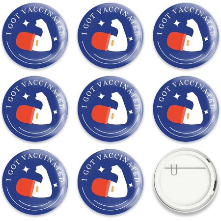 9 Pcs Cartoon Vaccine Button Pins I Got Vaccinated Blue For Men's/Women's Brooches or Doctors Nurses Hospitals 2-1/4 Inch Colorful DIY