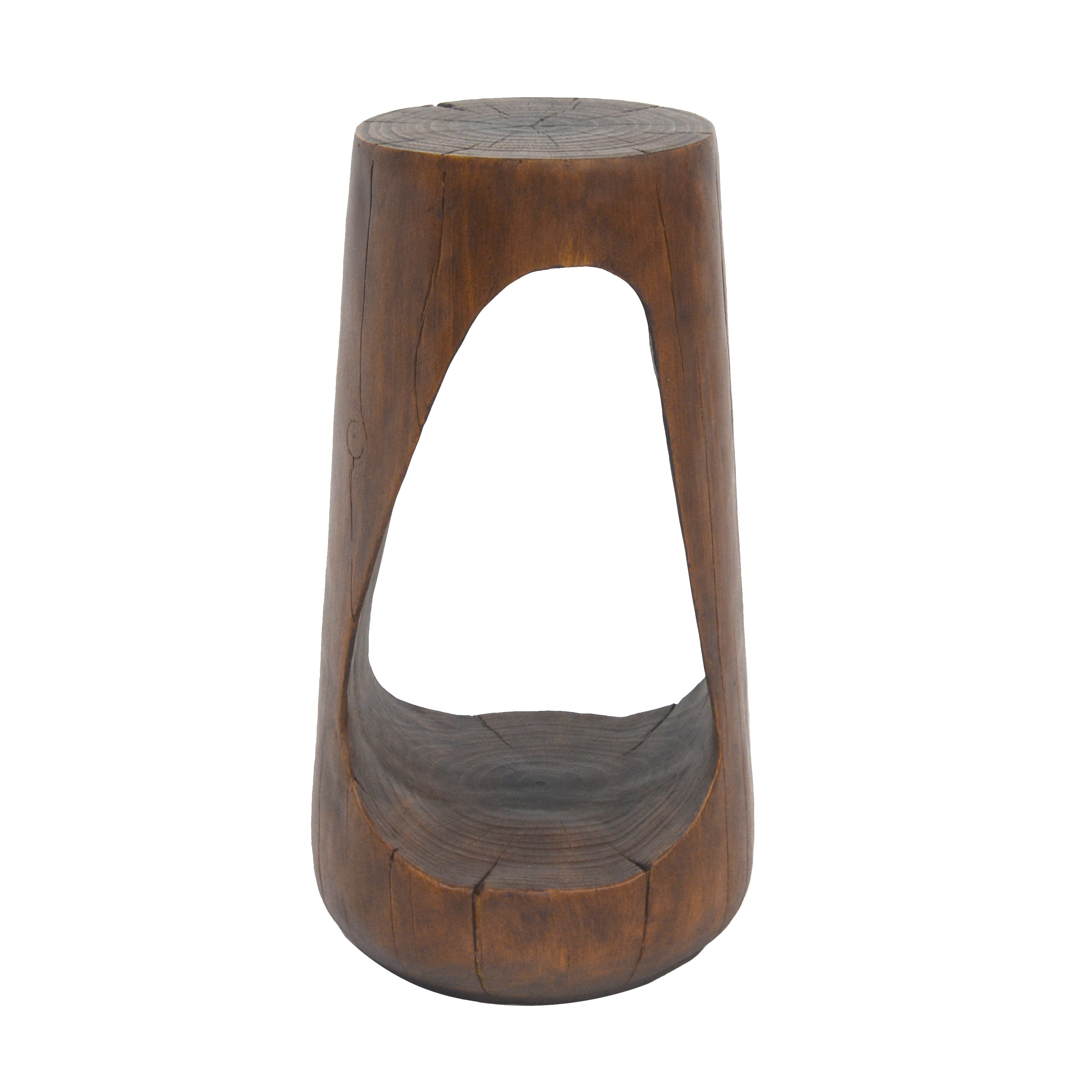 Hollow Design Side Table, Outdoor Lightweight Concrete End Table for Patio Balcony Garden, Antique Brown