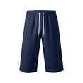 thumbnail image 4 of Men's Big & Tall Basketball Capri Pants Below Knee 3/4 Pants 13 inch Loose Fit Elastic Waist Summer Casual Baggy Sweat Shorts with Pockets Streetwear Size 3XL Navy, 4 of 9