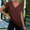 thumbnail image 2 of Vetement Femme ete 2025 Women's Solid Color V Neck Casual Short Sleeve T Shirt | Fashionable & Versatile Basic Tee Womens T Shirts for Summer Women Short Sleeve Tee Shirts Tech Athletic Women L, 2 of 8