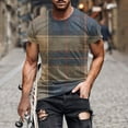 thumbnail image 1 of ylioge T-shirt à Manches Courtes Col Rond Imprimé à Carreaux pour Hommes, 1 of 5