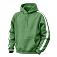 thumbnail image 4 of Fengqque Men's Contrast Side Stripe Hooded Sweatshirt Long Sleeve Pullover Hoodie Loose Fit Casual Athletic Outerwear with Drawstring & Kangaroo Pocket Green 2XL, 4 of 6