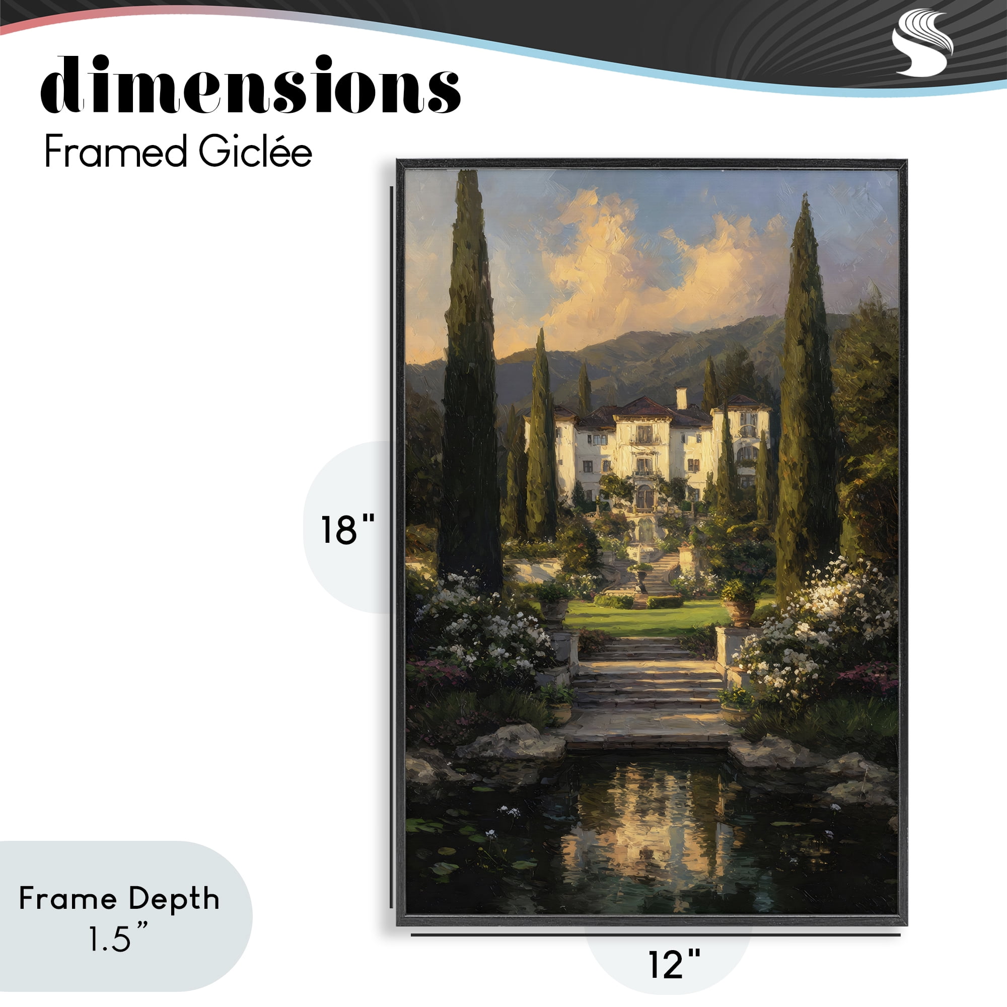 Stupell Industries Victorian Mansion at Sunset Black Framed Giclee Art, design by Petal Prints Design