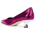 thumbnail image 3 of FSJ Women Graceful Two-Tone Kitten Low Heels Pumps Slip On Square Cap Closed Toe Casual Office Work Comfort Dress Shoes Size 5 Fuchsia, 3 of 4