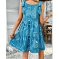 thumbnail image 5 of Women Summer Casual Sleeveless Mini Pleated Tank Vest Dresses Blue L, 5 of 7