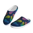 thumbnail image 2 of Daiia Retro Bright Pineapple Print Women’s Fuzzy Slippers Memory Foam Lightweight House Shoes Cozy Loafer Flannel House Shoes-37/38, 2 of 7