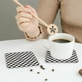 thumbnail image 6 of Fuzoiu Black and White Checkerboard Print Leather Coasters Set,Drink Coasters Set of 6,for Tabletop Protection, Durable PVC Coasters,Home Décor and Housewarming Gift,Square, 6 of 7