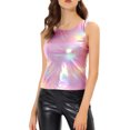 thumbnail image 1 of INSPIRE CHIC Día de San Patricio Camiseta Sin Mangas Con Cuello En U, Elástico, Ajustado, Brillante Y Metálico Brillante Para Mujer Sinfonía violeta claro XS, 1 of 5