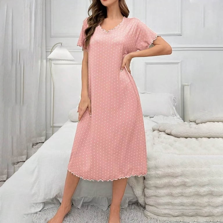 loose dress like garment for sleeping Cotton Nightgown Women Breathable Short Sleeve Sleep Dress Loose Pajama Dress Summer Spring Loungewear Gift