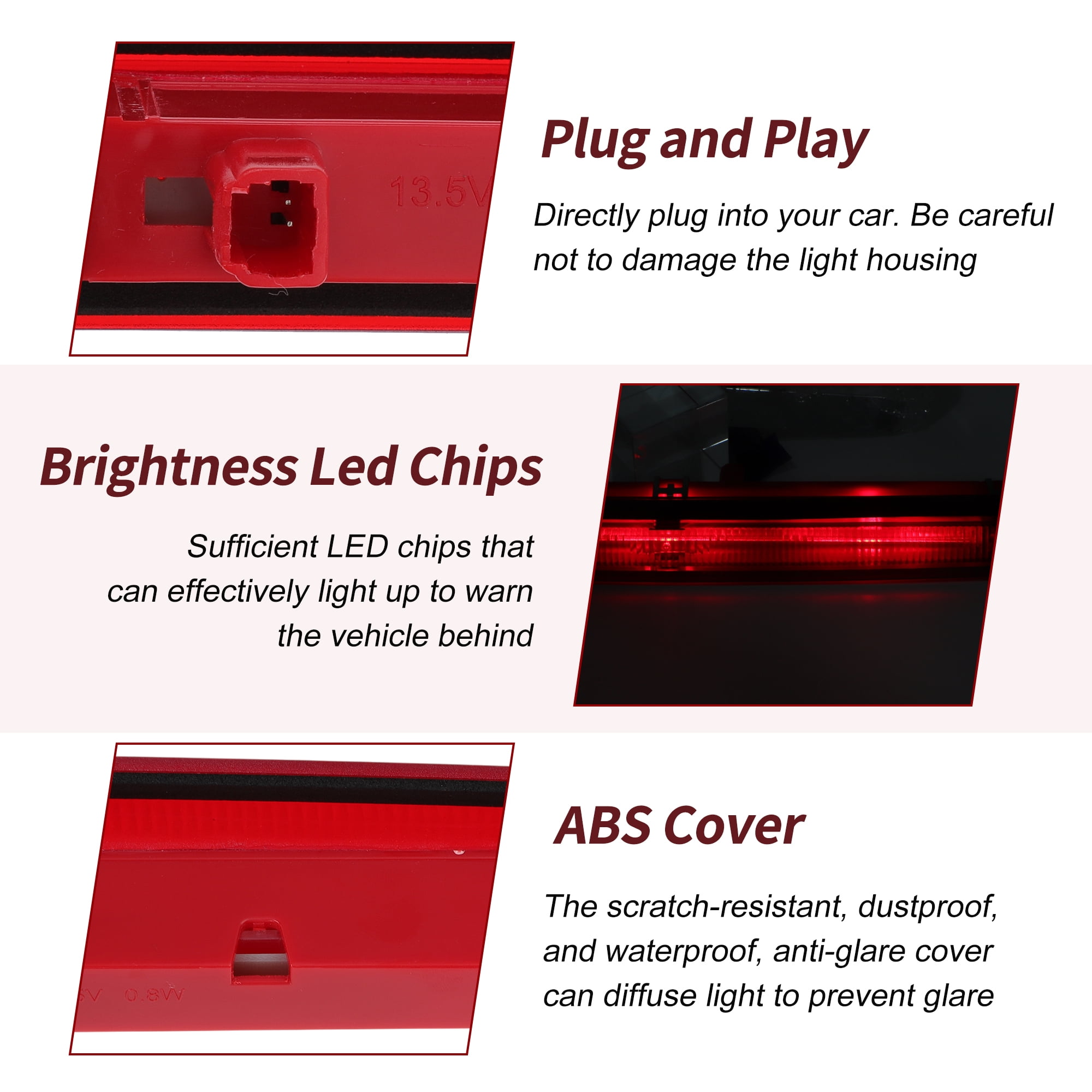 Unique Bargains LED Brake Light for Ford Escape 2013-2019 CJ5Z13A613B/CJ5413A601AD