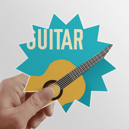 Guitar Music Illustrate Blue Pattern Sun Vinyl Sticker Luggage Graffiti Flower Decal