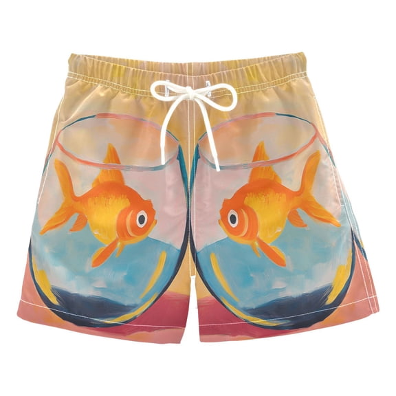 FORMRS Boys Swim Trunks Quick Dry Mesh Liner Boardshorts Sizes XS-XL, Goldfish