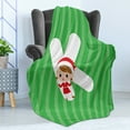 thumbnail image 4 of Christmas Alphabet Soft Flannel Fleece Throw Blanket, Composition of a Young Female in Front of a Letter K, Cozy Plush for Indoor and Outdoor Use, 50" x 60", Green Dark Coral and White, by Ambesonne, 4 of 5