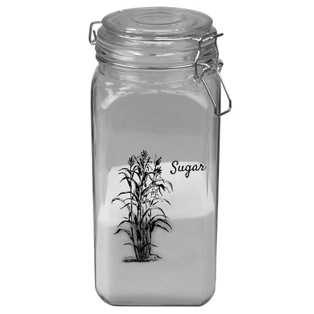 Home Basics Ludlow 53 oz. Glass Canister with Metal Clasp, Clear