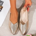 thumbnail image 4 of Zapatos Casuales de las Mujeres Metálicos Punta Del Dedo Del Pie Planos, Punta Del Dedo Del Pie Planos Suaves Suela Brillante Mochilas, 4 of 9