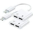 thumbnail image 1 of [Apple MFi Certified] 2PACK Dual Lightning Headphone Adapter for iPhone Splitter Audio and Charge Support All iOS System Compatible with iPhone 14/13/12/11/XS/XR/8/7/6, 1 of 6