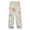 thumbnail image 2 of Kids' Pajama Pants Soft Relaxed Fit Sleep Pants Lounge Pants with Pockets Green and Orange Small Flowers Small, 2 of 9