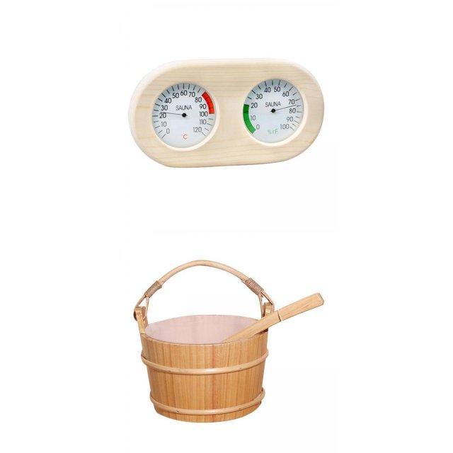 Y de Sauna con Medidor de Termómetro Higrotermógrafo de Sauna 2 en un Yuyangstore Cubo y cucharón de sauna