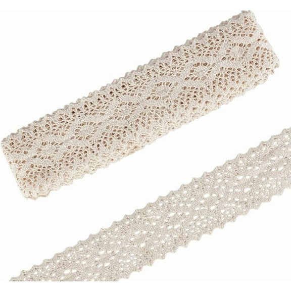 10 Yards Cotton Lace Trim 2.5 Inch Vintage Lace Ribbon Crochet Cotton Scalloped Edge Vintage Lace Decoration for Cake Gift Wrapping Sewing Wedding Decoration
