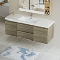 thumbnail image 5 of 60" Floating Bathroom Vanity with Sink, Modern Wall-Mounted Bathroom Storage Vanity Cabinet with Resin Top Basin and Soft Close Drawers, Ash Grey, 5 of 6