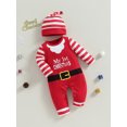 thumbnail image 3 of Newborn Baby My First Christmas Outfit Boy Girl 3 6 12 18 Months Santa Claus Long Sleeve Jumpsuit Romper with Hat 2Pcs Clothes Set, 3 of 7