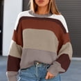 thumbnail image 4 of Women's Oversized Striped Cropped Sweater Casual Knit Pullover Top, 4 of 8